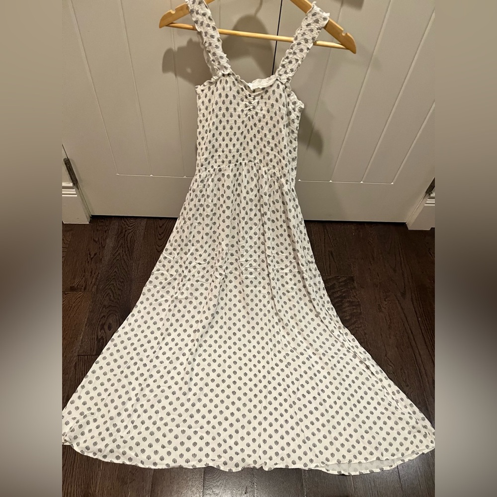 White and Black Polka Dot Maxi Dress